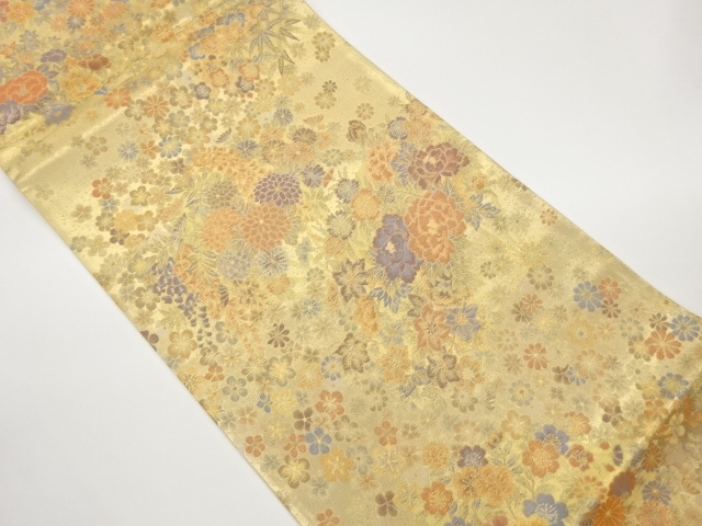 JAPANESE KIMONO / FUKURO OBI / WOVEN FOLDING FAN & FLOWER